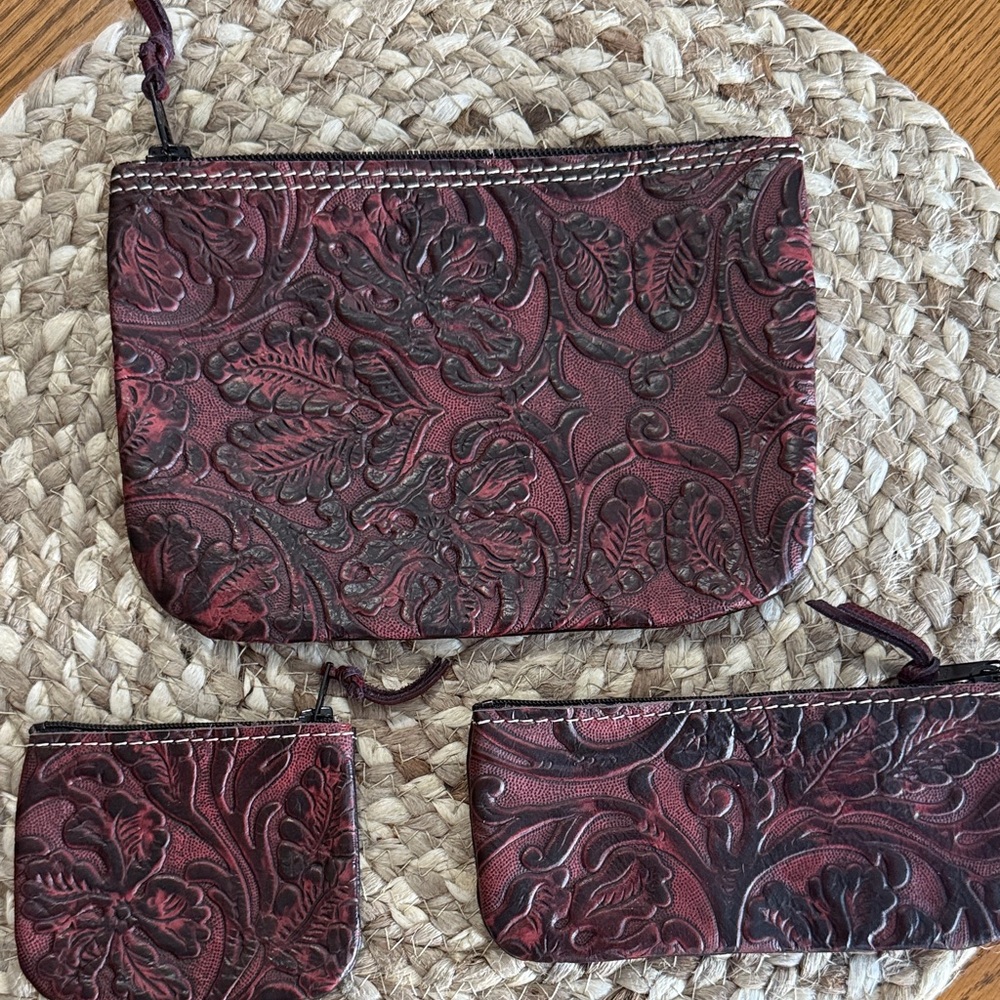 Holy Cow Couture Elegant Embossed Red Leather Set